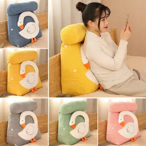 Cartoon Big White Goose Triangular Lumbar Support Pillow With Detachable Neck Pillow Adjustable Backrest For Sofa Bed Home
