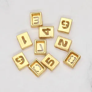 8mm Frosted Gold Hollow Number Charms Slider DIY Alloy Jewelry Accessory For Wristband Personalized Parking Number Plate