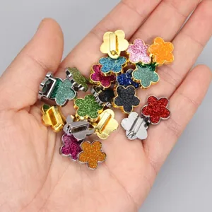8mm colorful glitter flower charms for DIY bracelet making accessories close-up view