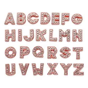 8mm rose gold alloy rhinestone alphabet letter beads for DIY jewelry and accessories