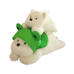 Adorable West Highland Terrier plush toy set featuring a cute green frog hat design