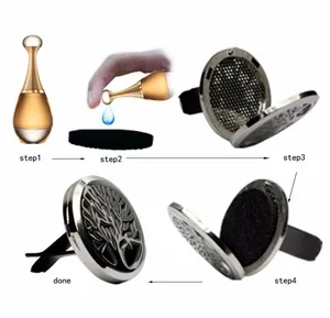 Visuelle Anleitung für die Verwendung eines Auto-Aroma-Diffusors mit Ölkissen