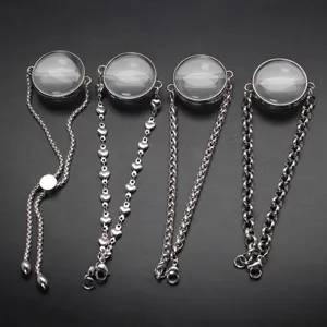 Stainless Steel Round Floating Locket Bracelet DIY Curved Glass Photo Memory Locket Jewelry For Women Girls Gift