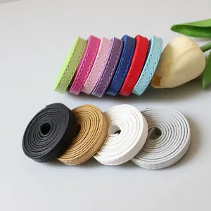 Vielfalt an farbenfrohen 8mm Kunstlederriemen mit Nähten für DIY-Schmuckherstellung.