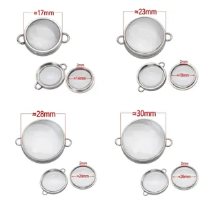 Selection of round stainless steel floating lockets with glass for DIY bracelets