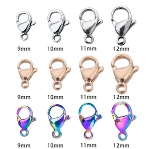 Fermoirs mousquetons en acier inoxydable 304 de 9mm à 12mm en plusieurs couleurs