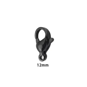 Fermoir mousqueton noir en acier inoxydable 304 de 12 mm pour création de bijoux