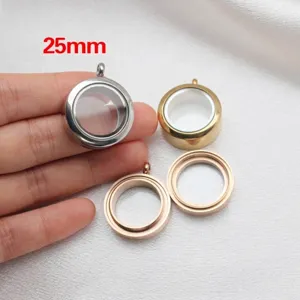 25mm stainless steel round floating glass locket pendants in various metal finishes