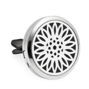 Clip de Aromaterapia para Coche de Aleación Tapa Magnética Difusor de Aceites Esenciales Calado Joyería para Ventilación de Coche