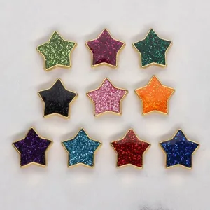 Colorful 8mm star-shaped glitter beads for DIY jewelry making accessories