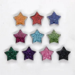 Set of colorful 8mm glitter star charms in sparkling shades for DIY bracelets
