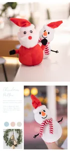 Detailansicht der süßen wendbaren Weihnachtsmann und Schneemann Plüschpuppe als Geschenk