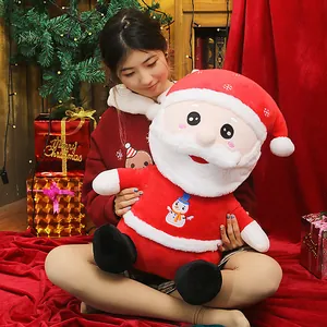Festliches Weihnachtsmann Plüschtier Mit Schneemann Stickerei Polyester PP Baumwolle Weiche Ausgestopfte Puppe Für Weihnachtsgeschenk Deko