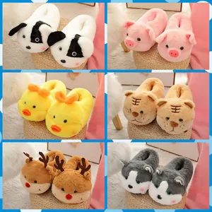 Lindas Pantuflas de Peluche de Animales de Dibujos Animados Pantuflas de Interior Cálidas de Invierno con Suela Gruesa para Mujeres Hombres