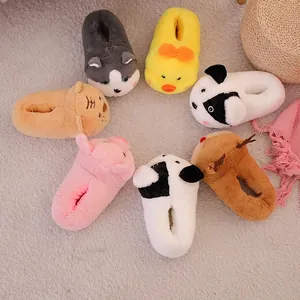 Lindas pantuflas de peluche con forma de animal para invierno con suelas gruesas