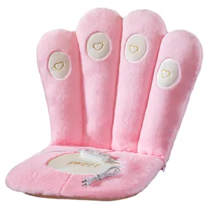 Cuscino sedile in peluche rosa a forma di zampa di gatto con riscaldamento elettrico