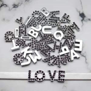Ciondoli a Cursore con Lettere dell'Alfabeto in Lega e Strass per Creazione di Gioielli Fai-da-Te Accessori Personalizzati per Bracciali e Portachiavi