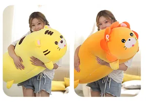 Adorable soft plush lion and tiger animal pillows for sleeping and room decoration