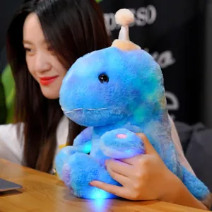 Creative Luminous Dinosaur Plush Toy 14 LED Colorful Glow Stuffed Animal Soft Short Plush Dino Doll Birthday Gift for Kids Girls