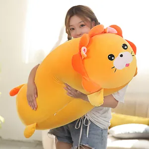 Cute Lion Tiger Plush Toy Soft Long Animal Bolster Stuffed Doll Cushion For Sleeping Children Birthday Gift Home Decor