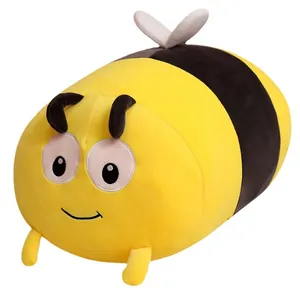 Zacht en schattig geel pluchen bijenspeelgoed voor kinderkamer decoratie en zacht kussen