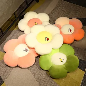 Cojines de asiento con pétalos de flores en degradado y almohadas de felpa para el sofá
