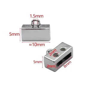 8mm zilveren rechthoekige metalen sluiting voor DIY sieraden maken