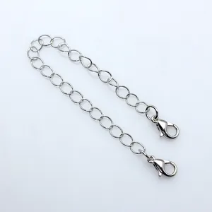 Silver-toned alloy connector chain with double lobster clasps for jewelry making