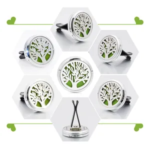 Levensboom 30mm legering auto luchtverfrisser clip met groen vilt detailweergave