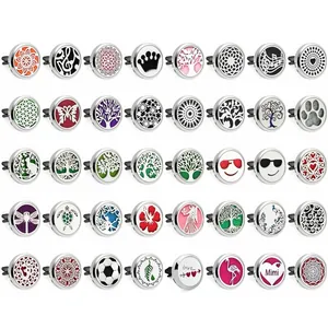 30mm Auto Ventilatierooster Aromatherapie Clip Legering Magnetische Diffuser Locket Met Holle Levensboom Vlinder Patroon Pads