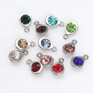 Assorted colorful teardrop shaped birthstone pendants for DIY jewelry making accessories