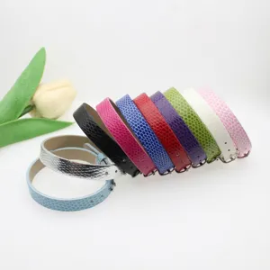 Bracelet de Poignet en Similicuir Motif Serpent pour Lettres DIY Texture Peau d'Animale Personnalisée Bracelet Ceinture Ajustable pour Femme Bijoux de Mode
