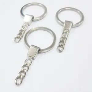Metall Legierung Schlüsselring Mit Vier Gliederkette Chrom Silber DIY Schmuckzubehör Schlüsselanhänger Komponenten