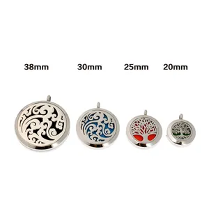 Comparison of stainless steel diffuser pendants in 38mm, 30mm, 25mm, and 20mm sizes.