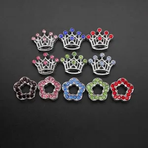 10mm Legierung Strass Krone und Blumen Anhänger für DIY Schmuckherstellung Zubehör