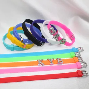 Bracelet en silicone coloré de 8mm dragonne DIY avec boucle pour divers accessoires