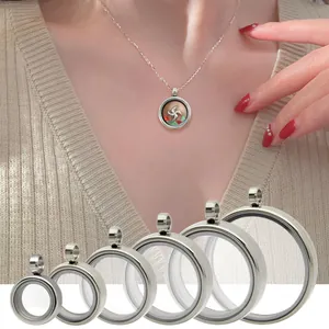 Stainless steel double-sided glass locket pendants in multiple sizes for DIY jewelry