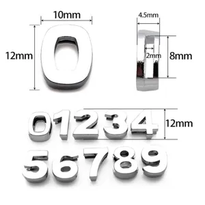 Vista detallada de cuentas numéricas de aleación de cromo, altura 12mm y agujero 2x8mm