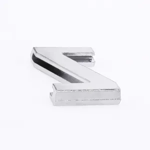 Polished silver zinc alloy alphabet letter Z slide charm showing the inner slot detail
