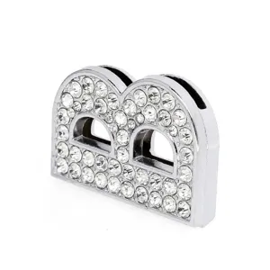 Close-up of 30mm rhinestone-encrusted letter B slide charm for DIY pet collars