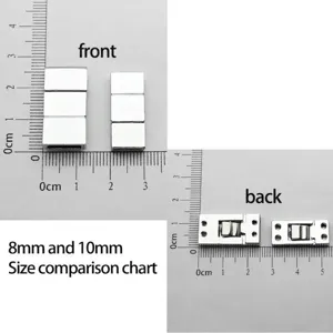 Comparaison de taille des fermoirs en métal argenté 8mm et 10mm pour bracelets DIY