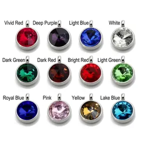 Stainless steel 10mm birthstone charms in 12 vibrant colors for DIY jewelry making