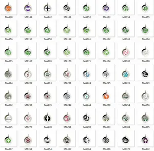 Catalogus van 20mm roestvrijstalen aromatherapie hangers met diverse holle ontwerpen.