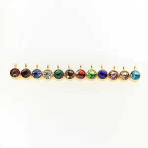 Twelve colorful birthstone charms in gold stainless steel for DIY jewelry making