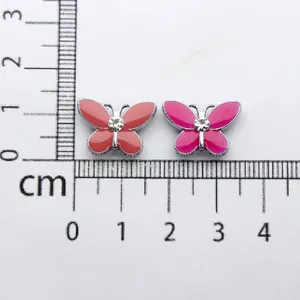 Scale reference of colorful butterfly charms with rhinestone for 8mm slide wristbands