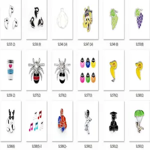 Variety of DIY alloy slider beads and enamel charms for 8mm wristbands and bracelets