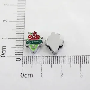 Macro close-up view of 8mm flower enamel charm slider bead for DIY bracelet bands.