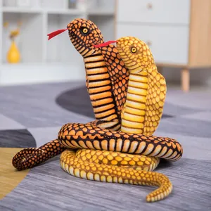 Realistic coiled cobra and python plush toy for prank, soft stuffed animal for home decor