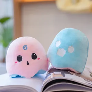 Reversible Luminous Ghost Plush Doll Double Sided Flip Ghost Soft Stuffed Toy Halloween Glow In The Dark Ghost Gift