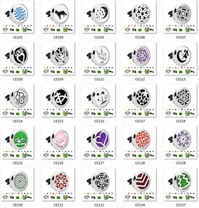 Colección de clips de aromaterapia para coche de 30mm con varios patrones huecos y fieltros